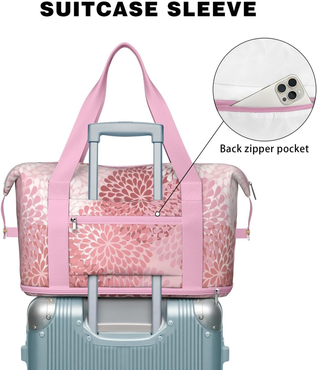 Expandable Travel Duffel Bags for Women Large - Gym Bag Waterproof Floral Weekender Beach Tote Carry on Bag with Luggage Sleeve for Spirit Airlines Personal Item Bag Overnight Mom Hospital Duffels