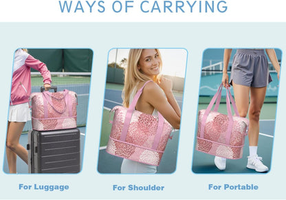 Expandable Travel Duffel Bags for Women Large - Gym Bag Waterproof Floral Weekender Beach Tote Carry on Bag with Luggage Sleeve for Spirit Airlines Personal Item Bag Overnight Mom Hospital Duffels