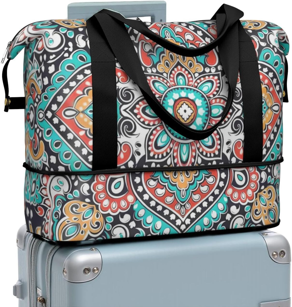 Expandable Travel Duffel Bags for Women Large - Gym Bag Waterproof Floral Weekender Beach Tote Carry on Bag with Luggage Sleeve for Spirit Airlines Personal Item Bag Overnight Mom Hospital Duffels