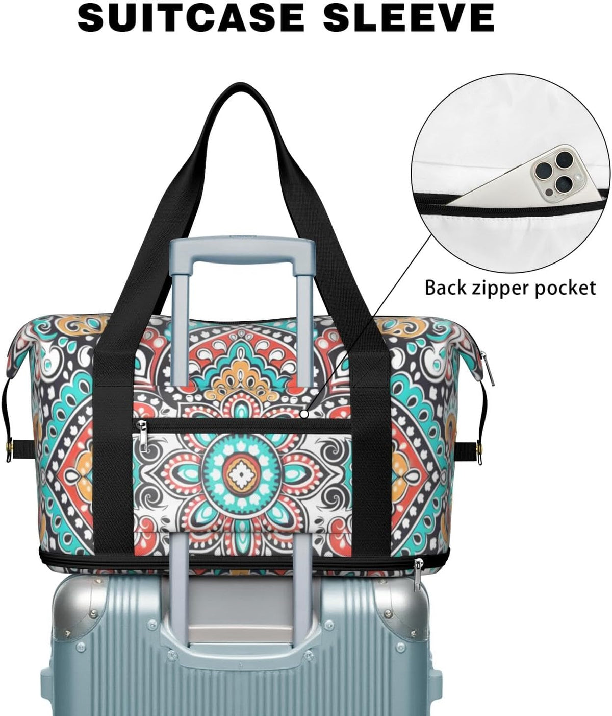 Expandable Travel Duffel Bags for Women Large - Gym Bag Waterproof Floral Weekender Beach Tote Carry on Bag with Luggage Sleeve for Spirit Airlines Personal Item Bag Overnight Mom Hospital Duffels