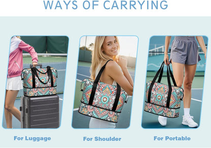 Expandable Travel Duffel Bags for Women Large - Gym Bag Waterproof Floral Weekender Beach Tote Carry on Bag with Luggage Sleeve for Spirit Airlines Personal Item Bag Overnight Mom Hospital Duffels