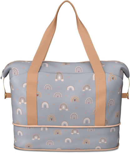 Expandable Travel Duffel Bags for Women Large - Gym Bag Waterproof Floral Weekender Beach Tote Carry on Bag with Luggage Sleeve for Spirit Airlines Personal Item Bag Overnight Mom Hospital Duffels