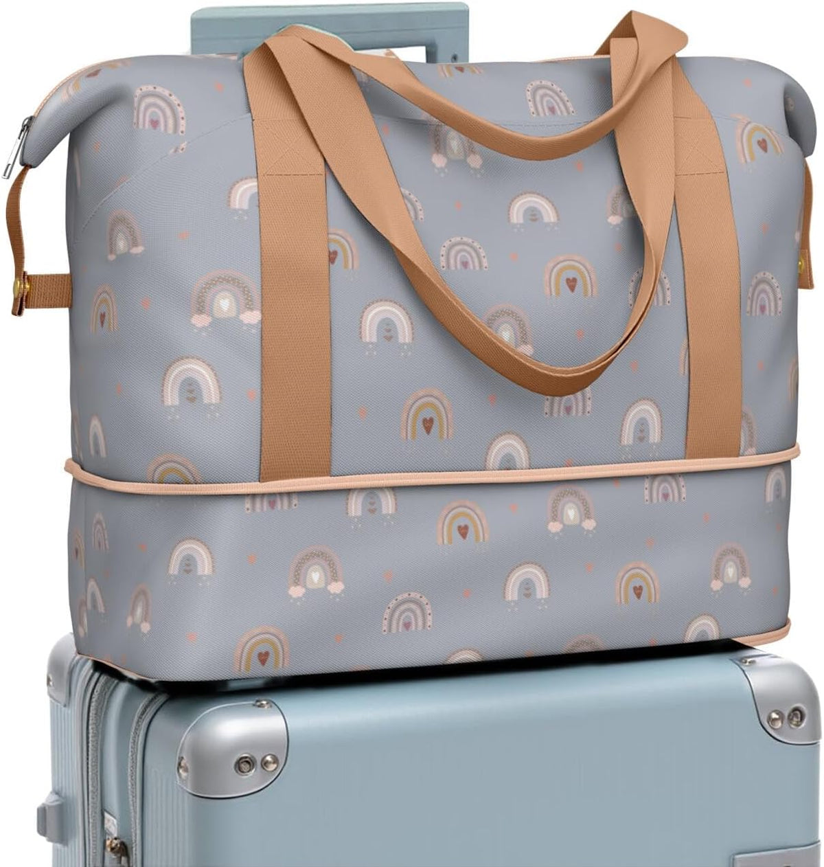 Expandable Travel Duffel Bags for Women Large - Gym Bag Waterproof Floral Weekender Beach Tote Carry on Bag with Luggage Sleeve for Spirit Airlines Personal Item Bag Overnight Mom Hospital Duffels