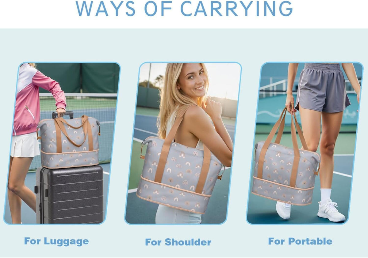 Expandable Travel Duffel Bags for Women Large - Gym Bag Waterproof Floral Weekender Beach Tote Carry on Bag with Luggage Sleeve for Spirit Airlines Personal Item Bag Overnight Mom Hospital Duffels