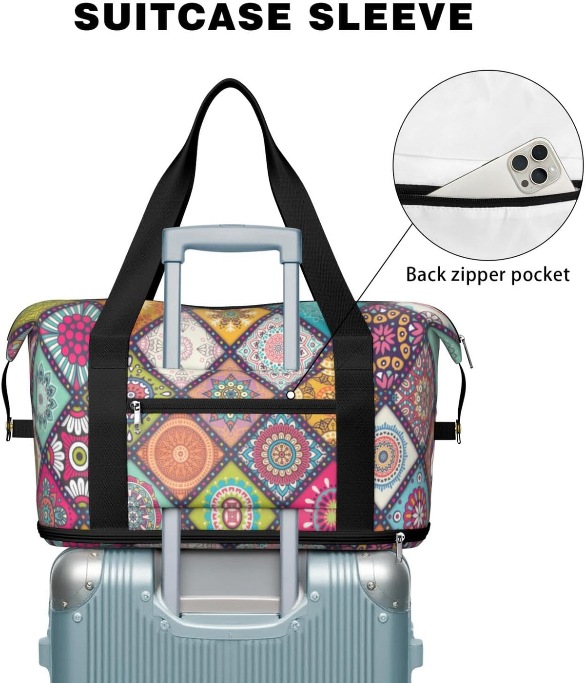 Expandable Travel Duffel Bags for Women Large - Gym Bag Waterproof Floral Weekender Beach Tote Carry on Bag with Luggage Sleeve for Spirit Airlines Personal Item Bag Overnight Mom Hospital Duffels