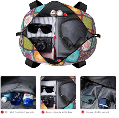 Expandable Travel Duffel Bags for Women Large - Gym Bag Waterproof Floral Weekender Beach Tote Carry on Bag with Luggage Sleeve for Spirit Airlines Personal Item Bag Overnight Mom Hospital Duffels