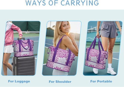 Expandable Travel Duffel Bags for Women Large - Gym Bag Waterproof Floral Weekender Beach Tote Carry on Bag with Luggage Sleeve for Spirit Airlines Personal Item Bag Overnight Mom Hospital Duffels