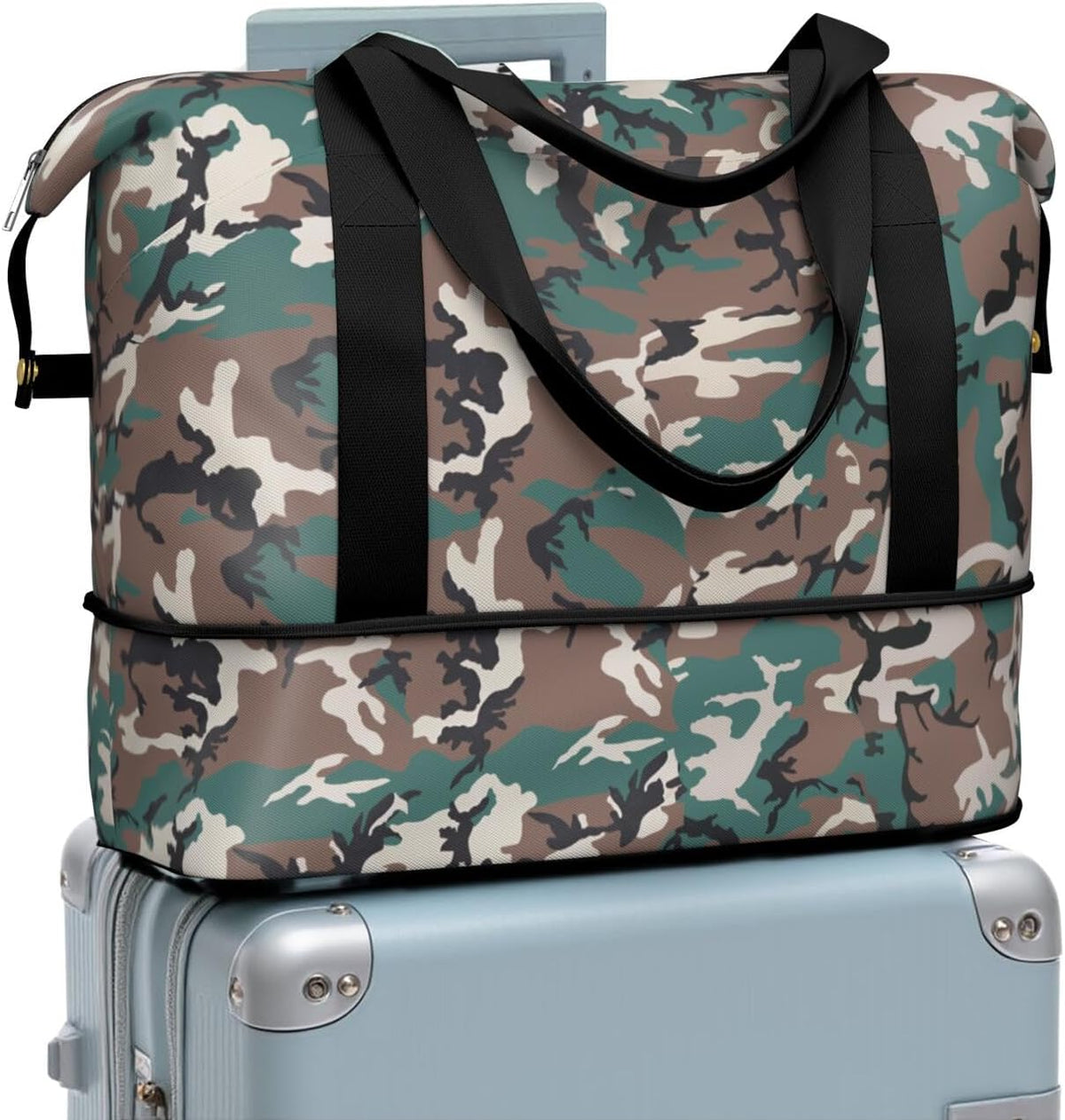 Expandable Travel Duffel Bags for Women Large - Gym Bag Waterproof Floral Weekender Beach Tote Carry on Bag with Luggage Sleeve for Spirit Airlines Personal Item Bag Overnight Mom Hospital Duffels