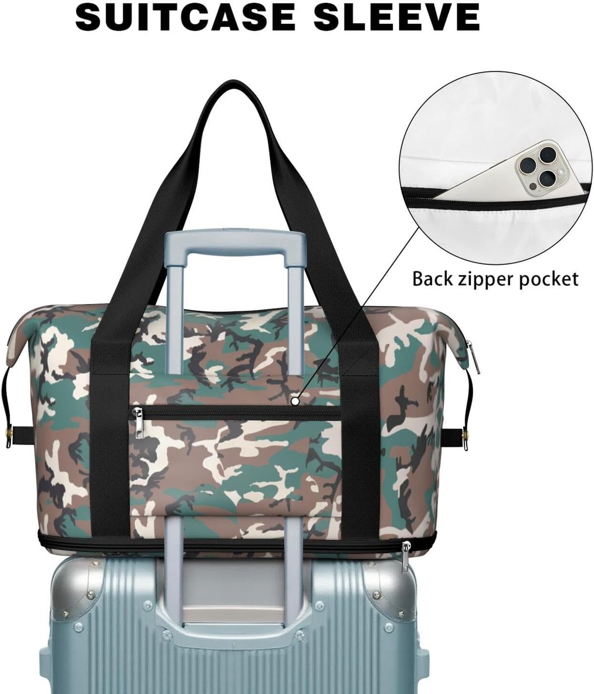 Expandable Travel Duffel Bags for Women Large - Gym Bag Waterproof Floral Weekender Beach Tote Carry on Bag with Luggage Sleeve for Spirit Airlines Personal Item Bag Overnight Mom Hospital Duffels