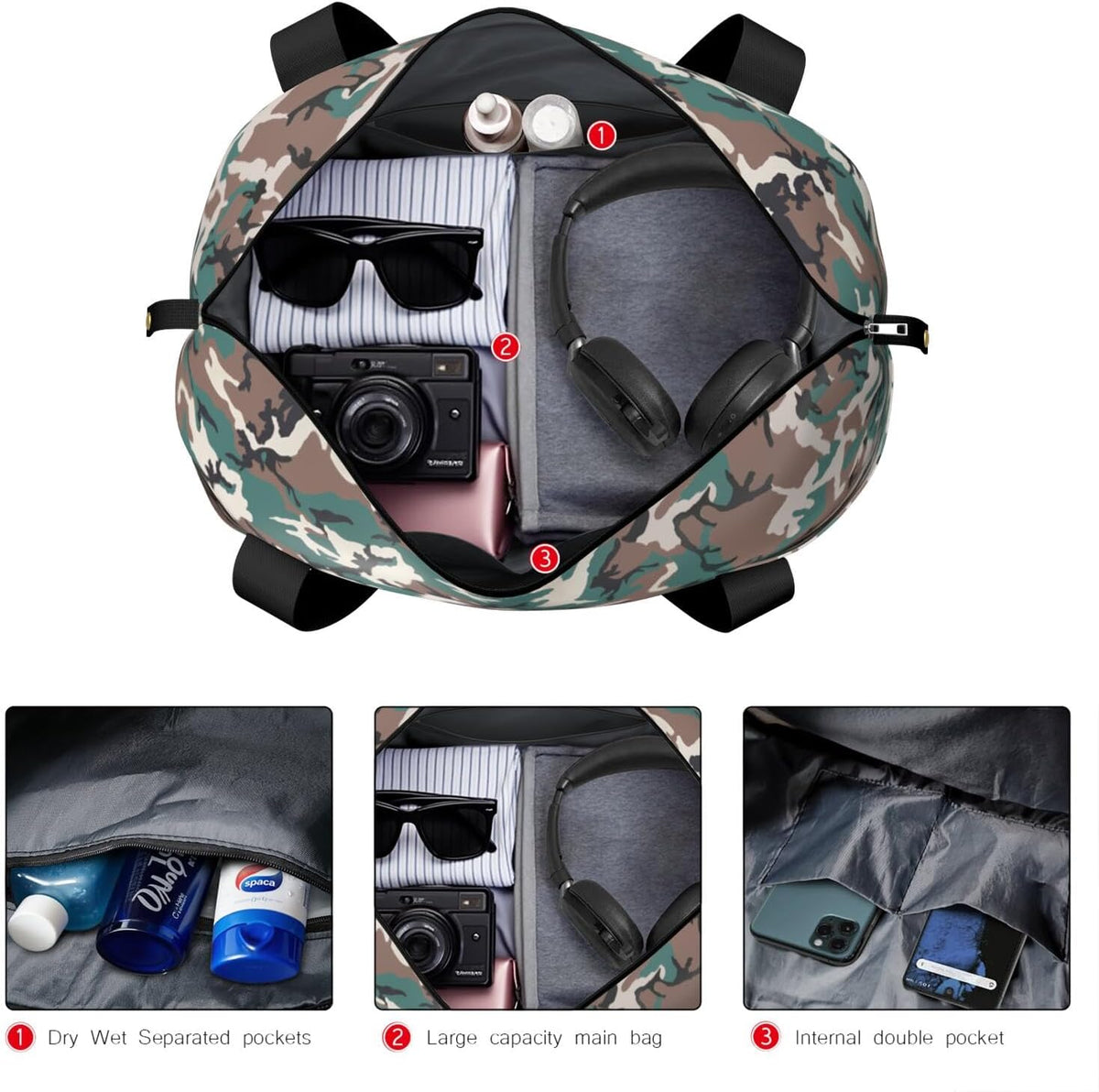 Expandable Travel Duffel Bags for Women Large - Gym Bag Waterproof Floral Weekender Beach Tote Carry on Bag with Luggage Sleeve for Spirit Airlines Personal Item Bag Overnight Mom Hospital Duffels