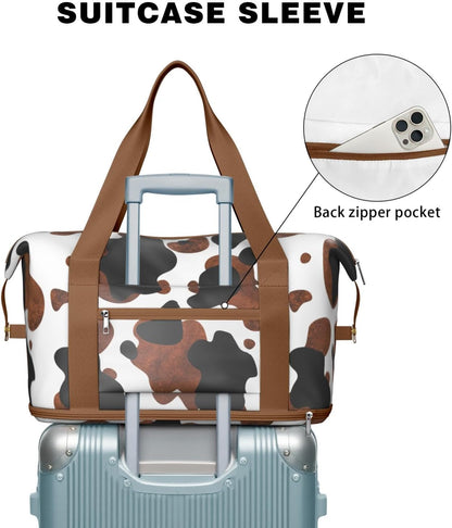 Expandable Travel Duffel Bags for Women Large - Gym Bag Waterproof Floral Weekender Beach Tote Carry on Bag with Luggage Sleeve for Spirit Airlines Personal Item Bag Overnight Mom Hospital Duffels