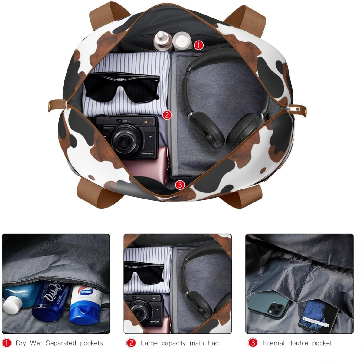 Expandable Travel Duffel Bags for Women Large - Gym Bag Waterproof Floral Weekender Beach Tote Carry on Bag with Luggage Sleeve for Spirit Airlines Personal Item Bag Overnight Mom Hospital Duffels