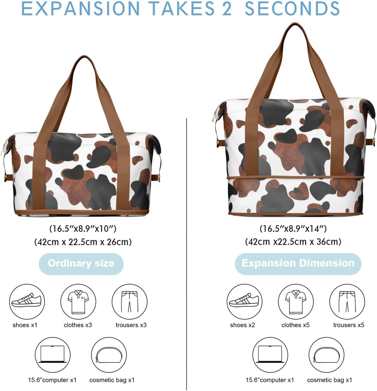 Expandable Travel Duffel Bags for Women Large - Gym Bag Waterproof Floral Weekender Beach Tote Carry on Bag with Luggage Sleeve for Spirit Airlines Personal Item Bag Overnight Mom Hospital Duffels