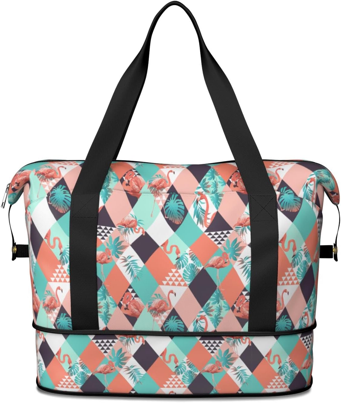 Expandable Travel Duffel Bags for Women Large - Gym Bag Waterproof Floral Weekender Beach Tote Carry on Bag with Luggage Sleeve for Spirit Airlines Personal Item Bag Overnight Mom Hospital Duffels