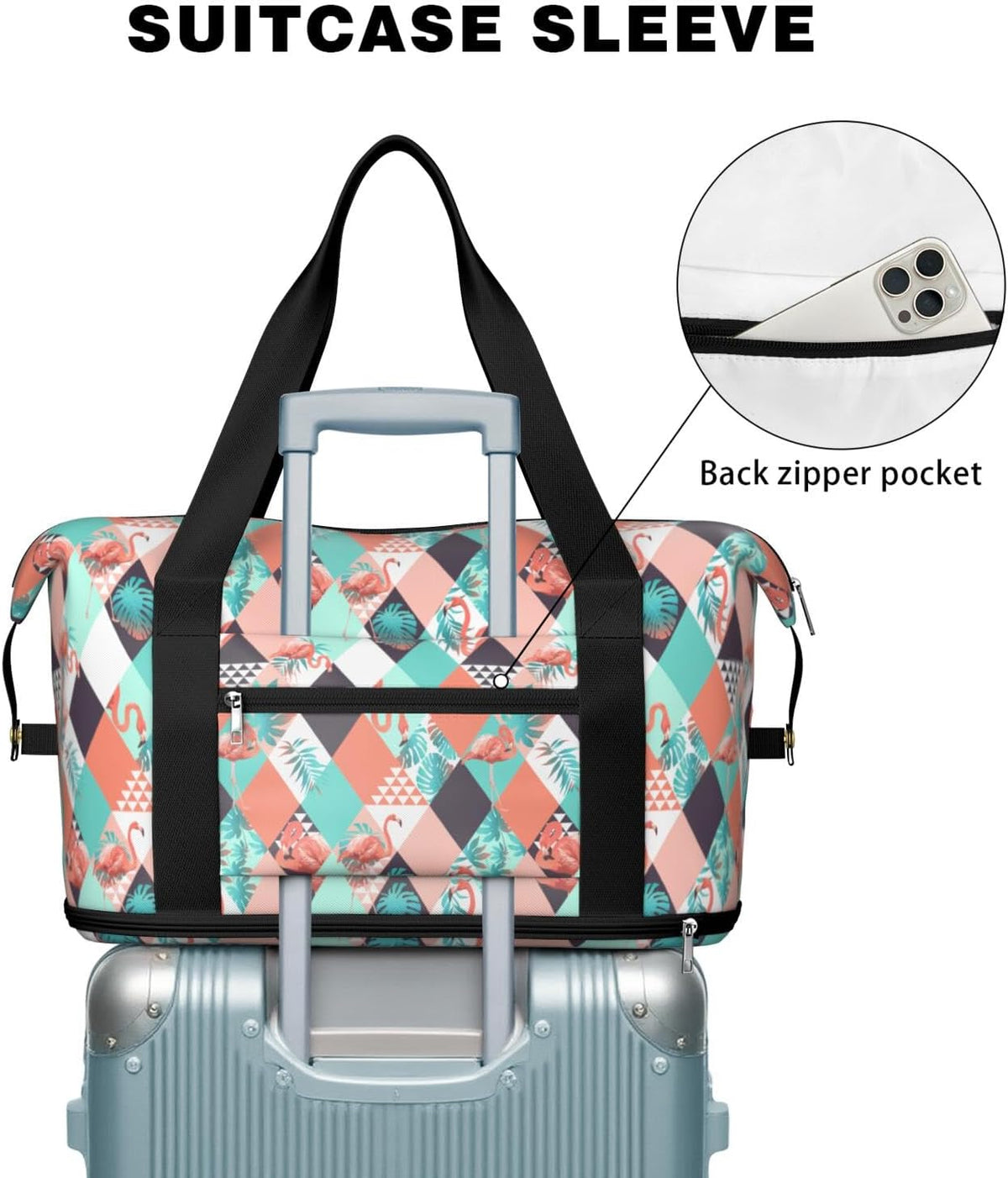 Expandable Travel Duffel Bags for Women Large - Gym Bag Waterproof Floral Weekender Beach Tote Carry on Bag with Luggage Sleeve for Spirit Airlines Personal Item Bag Overnight Mom Hospital Duffels