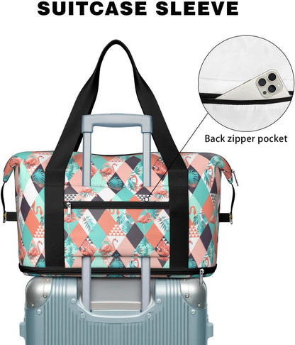 Expandable Travel Duffel Bags for Women Large - Gym Bag Waterproof Floral Weekender Beach Tote Carry on Bag with Luggage Sleeve for Spirit Airlines Personal Item Bag Overnight Mom Hospital Duffels