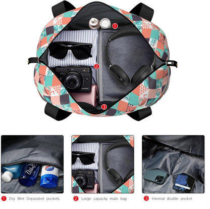 Expandable Travel Duffel Bags for Women Large - Gym Bag Waterproof Floral Weekender Beach Tote Carry on Bag with Luggage Sleeve for Spirit Airlines Personal Item Bag Overnight Mom Hospital Duffels