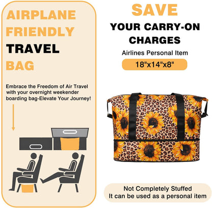 Expandable Travel Duffel Bags for Women Large - Gym Bag Waterproof Floral Weekender Beach Tote Carry on Bag with Luggage Sleeve for Spirit Airlines Personal Item Bag Overnight Mom Hospital Duffels