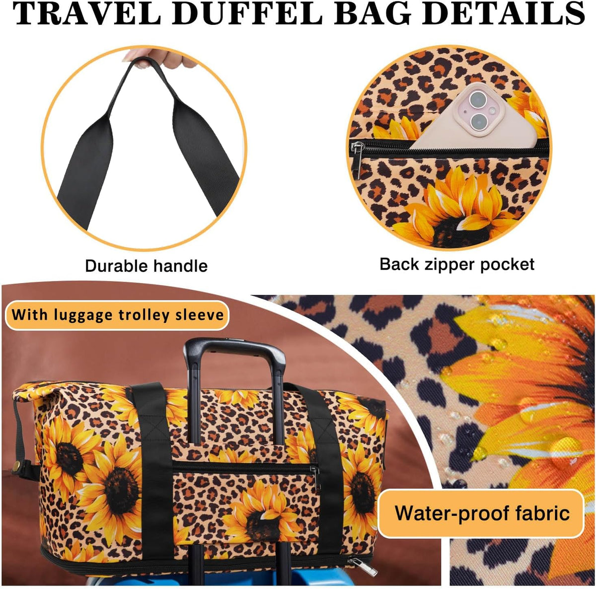 Expandable Travel Duffel Bags for Women Large - Gym Bag Waterproof Floral Weekender Beach Tote Carry on Bag with Luggage Sleeve for Spirit Airlines Personal Item Bag Overnight Mom Hospital Duffels