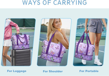 Expandable Travel Duffel Bags for Women Large - Gym Bag Waterproof Floral Weekender Beach Tote Carry on Bag with Luggage Sleeve for Spirit Airlines Personal Item Bag Overnight Mom Hospital Duffels