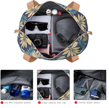 Expandable Travel Duffel Bags for Women Large - Gym Bag Waterproof Floral Weekender Beach Tote Carry on Bag with Luggage Sleeve for Spirit Airlines Personal Item Bag Overnight Mom Hospital Duffels