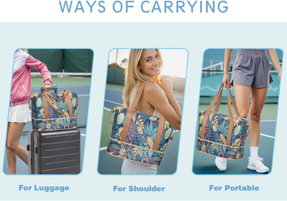 Expandable Travel Duffel Bags for Women Large - Gym Bag Waterproof Floral Weekender Beach Tote Carry on Bag with Luggage Sleeve for Spirit Airlines Personal Item Bag Overnight Mom Hospital Duffels