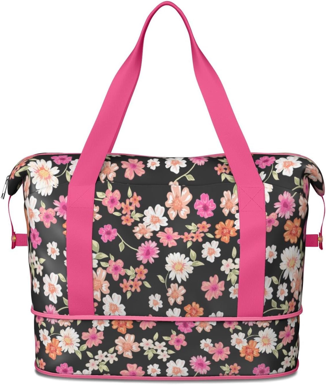Expandable Travel Duffel Bags for Women Large - Gym Bag Waterproof Floral Weekender Beach Tote Carry on Bag with Luggage Sleeve for Spirit Airlines Personal Item Bag Overnight Mom Hospital Duffels