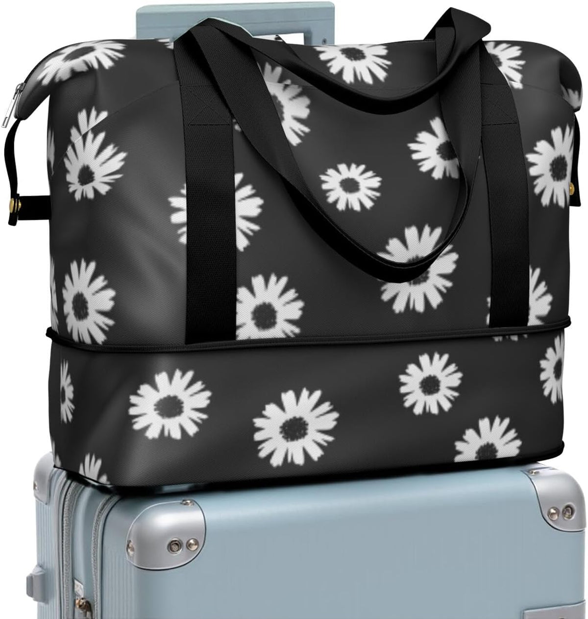 Expandable Travel Duffel Bags for Women Large - Gym Bag Waterproof Floral Weekender Beach Tote Carry on Bag with Luggage Sleeve for Spirit Airlines Personal Item Bag Overnight Mom Hospital Duffels