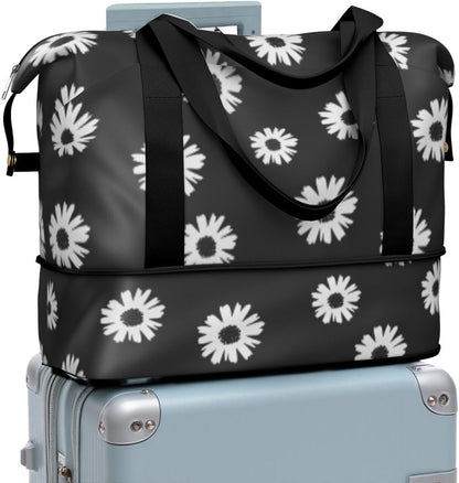 Expandable Travel Duffel Bags for Women Large - Gym Bag Waterproof Floral Weekender Beach Tote Carry on Bag with Luggage Sleeve for Spirit Airlines Personal Item Bag Overnight Mom Hospital Duffels