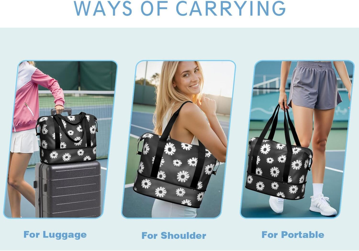 Expandable Travel Duffel Bags for Women Large - Gym Bag Waterproof Floral Weekender Beach Tote Carry on Bag with Luggage Sleeve for Spirit Airlines Personal Item Bag Overnight Mom Hospital Duffels