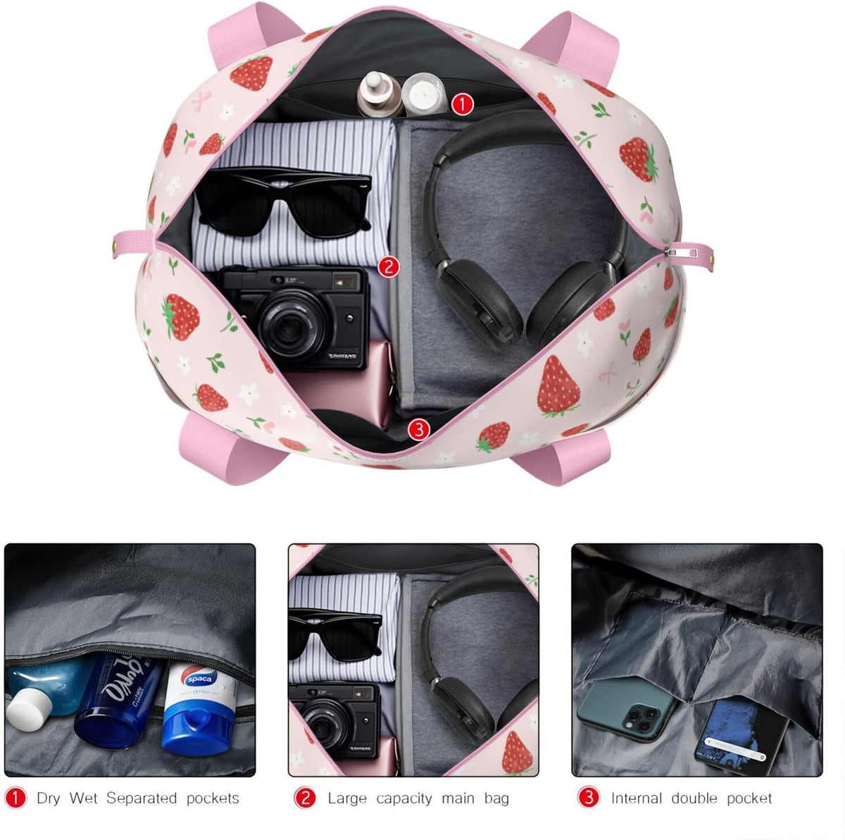 Expandable Travel Duffel Bags for Women Large - Gym Bag Waterproof Floral Weekender Beach Tote Carry on Bag with Luggage Sleeve for Spirit Airlines Personal Item Bag Overnight Mom Hospital Duffels