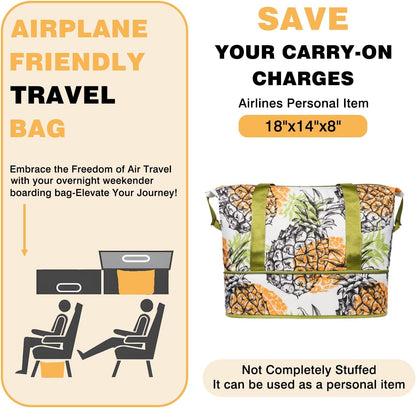 Expandable Travel Duffel Bags for Women Large - Gym Bag Waterproof Floral Weekender Beach Tote Carry on Bag with Luggage Sleeve for Spirit Airlines Personal Item Bag Overnight Mom Hospital Duffels