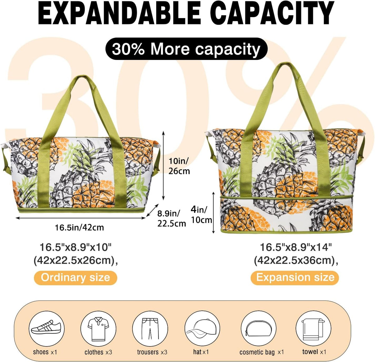 Expandable Travel Duffel Bags for Women Large - Gym Bag Waterproof Floral Weekender Beach Tote Carry on Bag with Luggage Sleeve for Spirit Airlines Personal Item Bag Overnight Mom Hospital Duffels