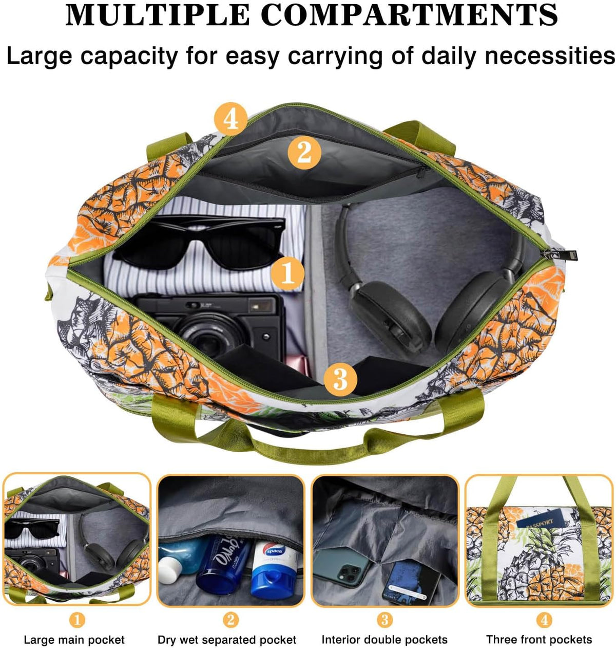 Expandable Travel Duffel Bags for Women Large - Gym Bag Waterproof Floral Weekender Beach Tote Carry on Bag with Luggage Sleeve for Spirit Airlines Personal Item Bag Overnight Mom Hospital Duffels
