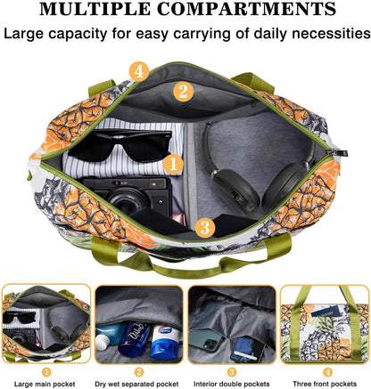 Expandable Travel Duffel Bags for Women Large - Gym Bag Waterproof Floral Weekender Beach Tote Carry on Bag with Luggage Sleeve for Spirit Airlines Personal Item Bag Overnight Mom Hospital Duffels