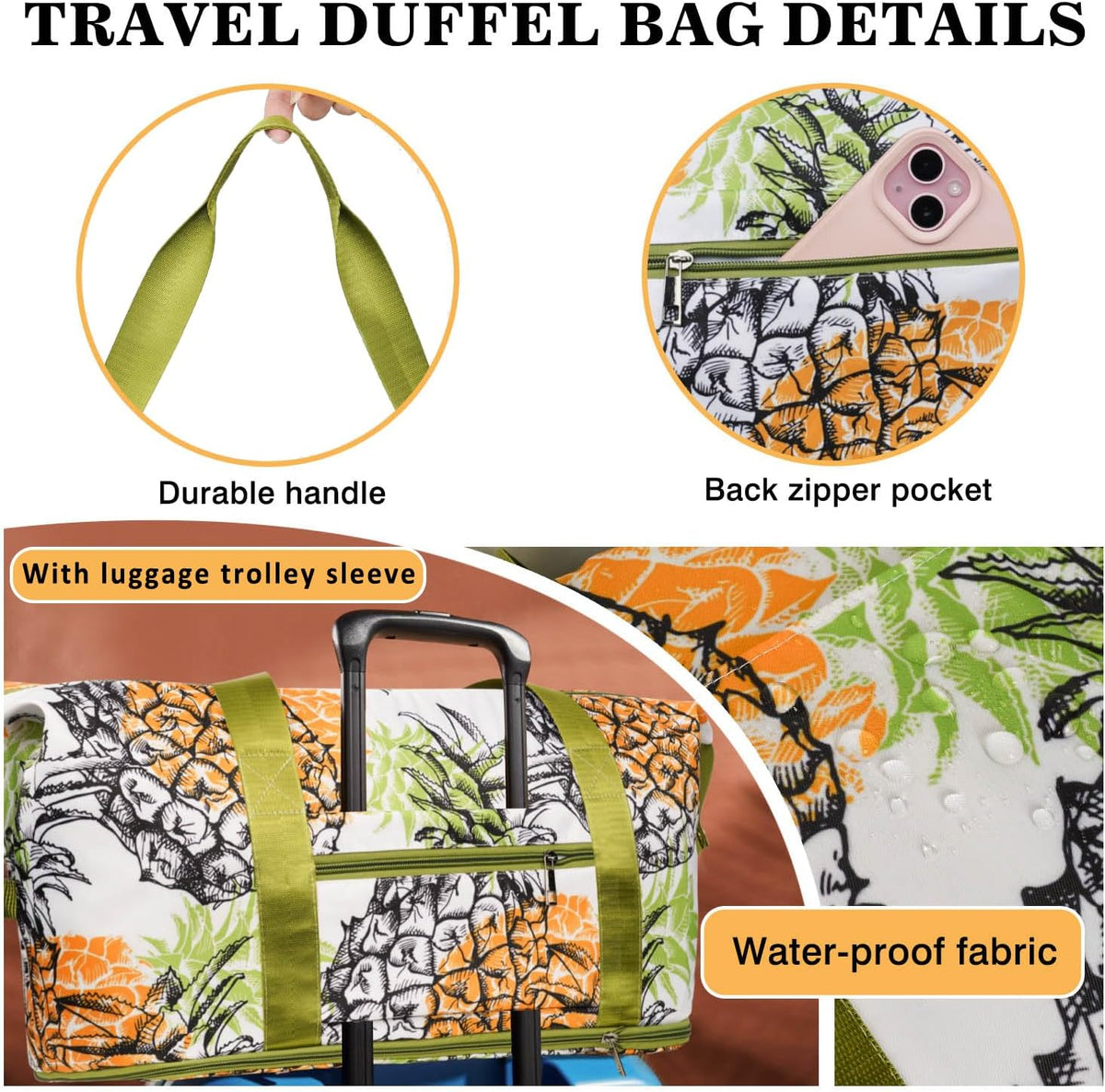 Expandable Travel Duffel Bags for Women Large - Gym Bag Waterproof Floral Weekender Beach Tote Carry on Bag with Luggage Sleeve for Spirit Airlines Personal Item Bag Overnight Mom Hospital Duffels