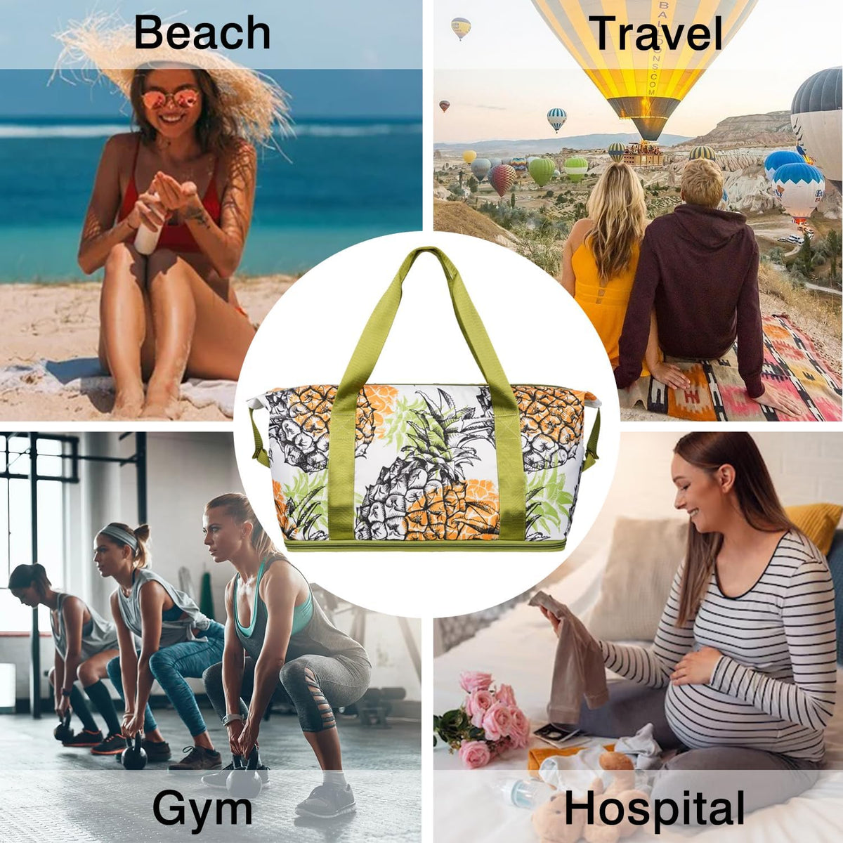 Expandable Travel Duffel Bags for Women Large - Gym Bag Waterproof Floral Weekender Beach Tote Carry on Bag with Luggage Sleeve for Spirit Airlines Personal Item Bag Overnight Mom Hospital Duffels