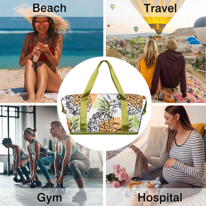 Expandable Travel Duffel Bags for Women Large - Gym Bag Waterproof Floral Weekender Beach Tote Carry on Bag with Luggage Sleeve for Spirit Airlines Personal Item Bag Overnight Mom Hospital Duffels