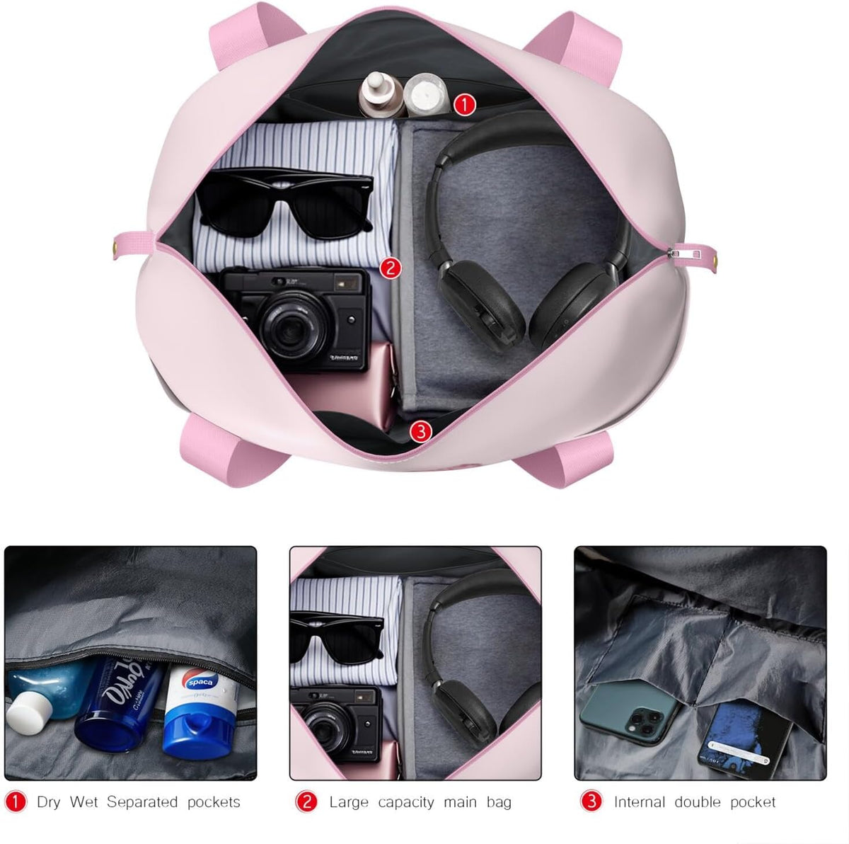 Expandable Travel Duffel Bags for Women Large - Gym Bag Waterproof Floral Weekender Beach Tote Carry on Bag with Luggage Sleeve for Spirit Airlines Personal Item Bag Overnight Mom Hospital Duffels