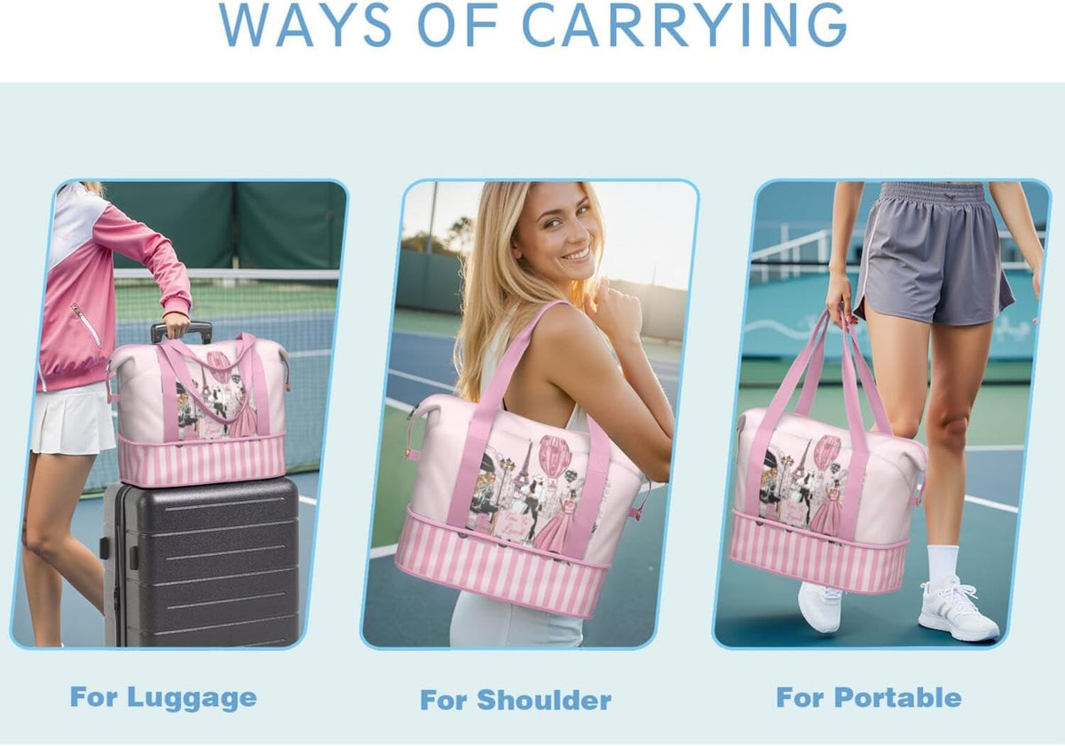 Expandable Travel Duffel Bags for Women Large - Gym Bag Waterproof Floral Weekender Beach Tote Carry on Bag with Luggage Sleeve for Spirit Airlines Personal Item Bag Overnight Mom Hospital Duffels