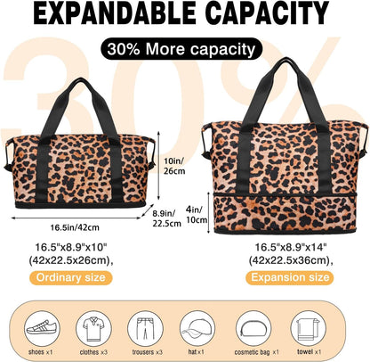 Expandable Travel Duffel Bags for Women Large - Gym Bag Waterproof Floral Weekender Beach Tote Carry on Bag with Luggage Sleeve for Spirit Airlines Personal Item Bag Overnight Mom Hospital Duffels