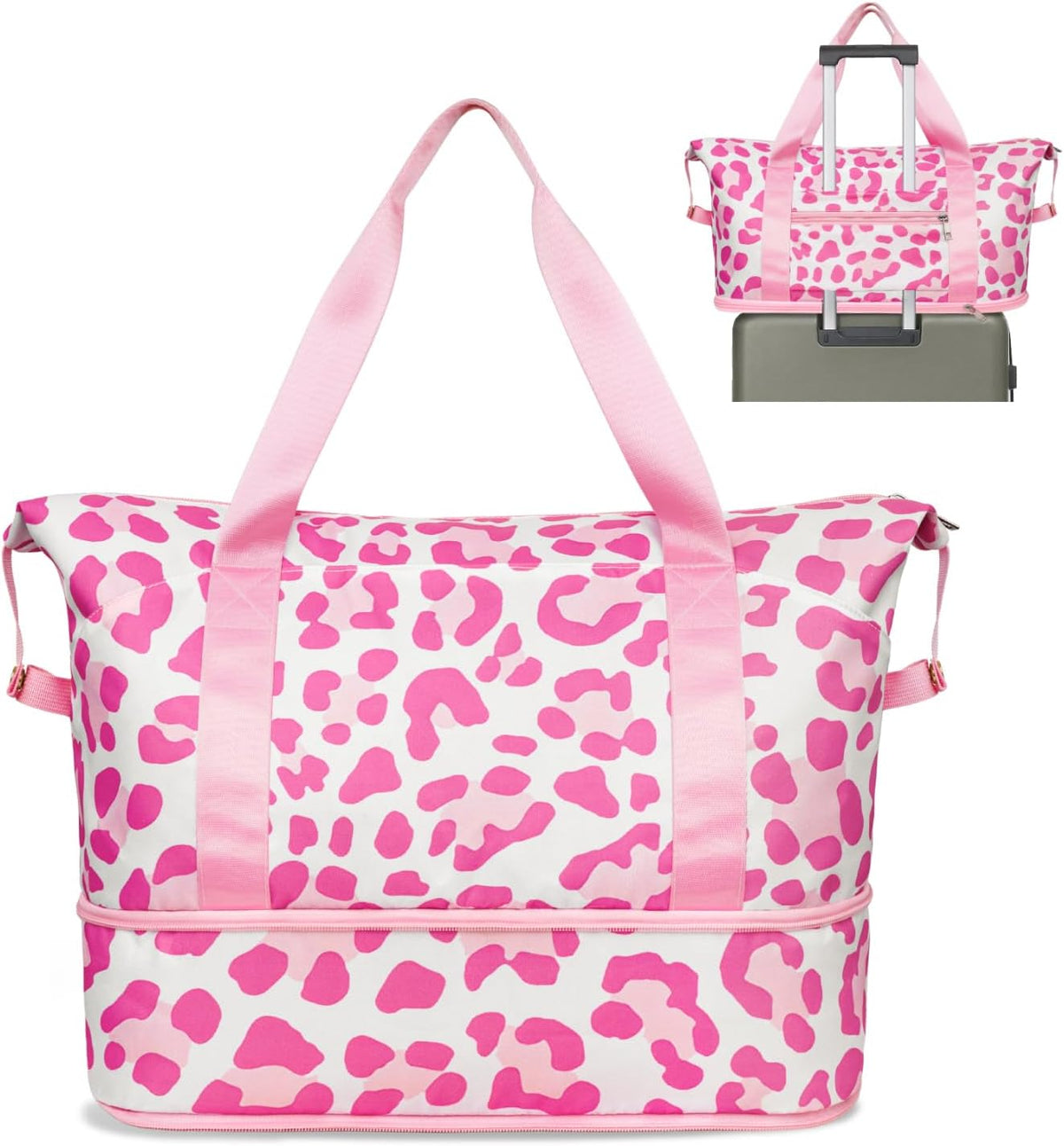 Expandable Travel Duffel Bags for Women Large - Gym Bag Waterproof Floral Weekender Beach Tote Carry on Bag with Luggage Sleeve for Spirit Airlines Personal Item Bag Overnight Mom Hospital Duffels