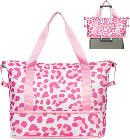 Expandable Travel Duffel Bags for Women Large - Gym Bag Waterproof Floral Weekender Beach Tote Carry on Bag with Luggage Sleeve for Spirit Airlines Personal Item Bag Overnight Mom Hospital Duffels
