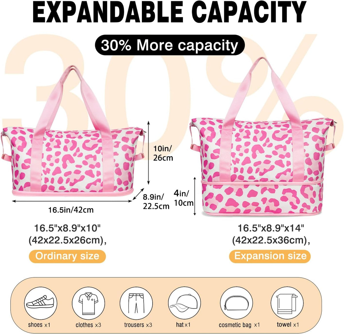 Expandable Travel Duffel Bags for Women Large - Gym Bag Waterproof Floral Weekender Beach Tote Carry on Bag with Luggage Sleeve for Spirit Airlines Personal Item Bag Overnight Mom Hospital Duffels