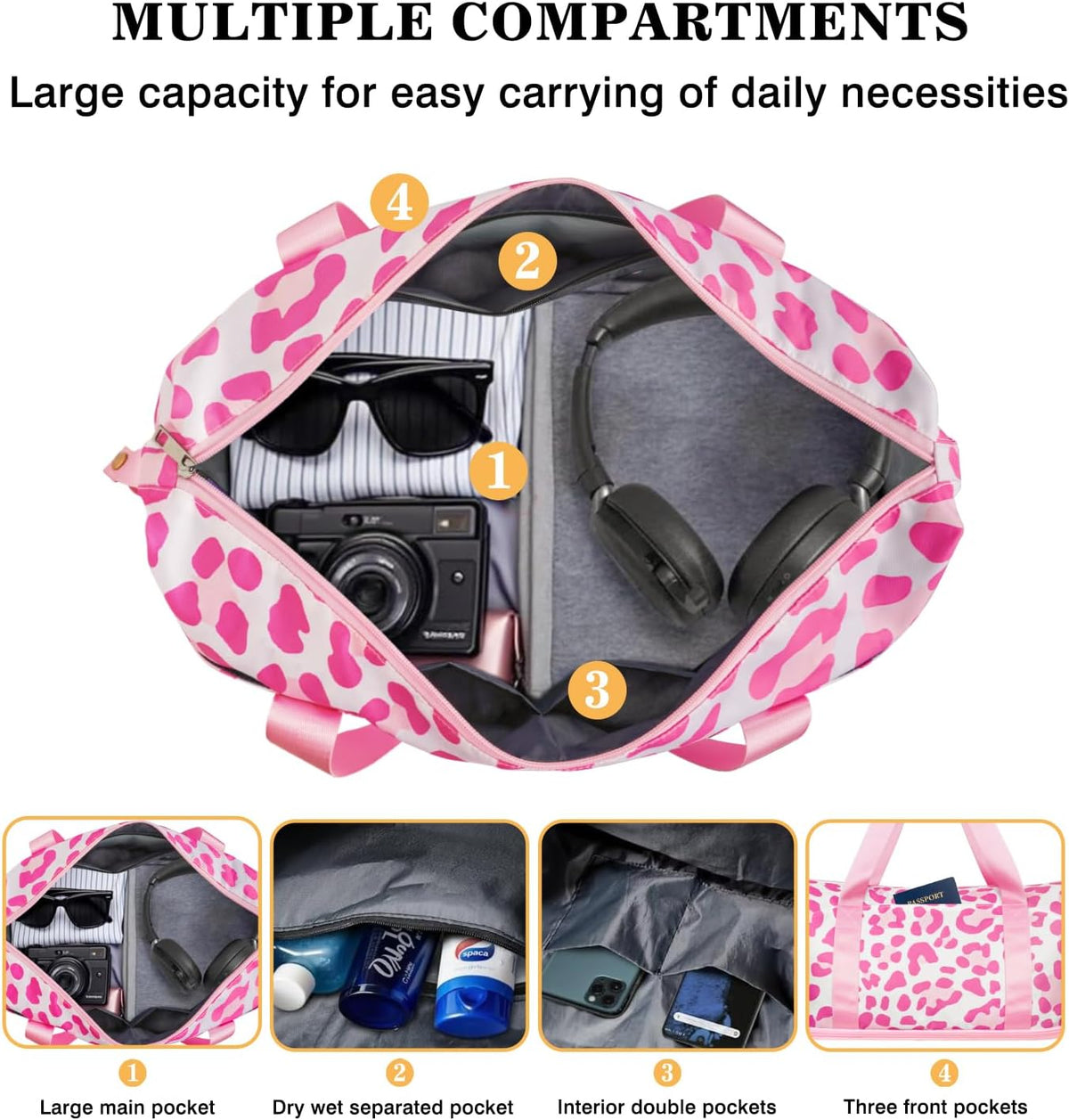 Expandable Travel Duffel Bags for Women Large - Gym Bag Waterproof Floral Weekender Beach Tote Carry on Bag with Luggage Sleeve for Spirit Airlines Personal Item Bag Overnight Mom Hospital Duffels