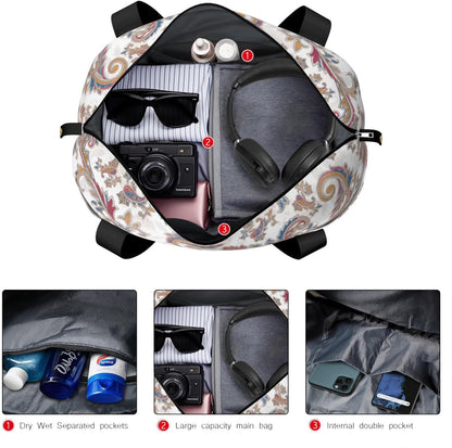Expandable Travel Duffel Bags for Women Large - Gym Bag Waterproof Floral Weekender Beach Tote Carry on Bag with Luggage Sleeve for Spirit Airlines Personal Item Bag Overnight Mom Hospital Duffels