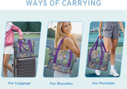 Expandable Travel Duffel Bags for Women Large - Gym Bag Waterproof Floral Weekender Beach Tote Carry on Bag with Luggage Sleeve for Spirit Airlines Personal Item Bag Overnight Mom Hospital Duffels