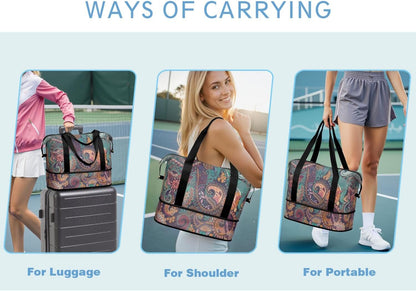 Expandable Travel Duffel Bags for Women Large - Gym Bag Waterproof Floral Weekender Beach Tote Carry on Bag with Luggage Sleeve for Spirit Airlines Personal Item Bag Overnight Mom Hospital Duffels