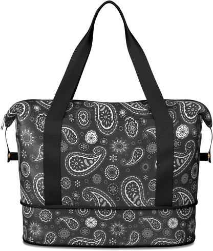 Expandable Travel Duffel Bags for Women Large - Gym Bag Waterproof Floral Weekender Beach Tote Carry on Bag with Luggage Sleeve for Spirit Airlines Personal Item Bag Overnight Mom Hospital Duffels