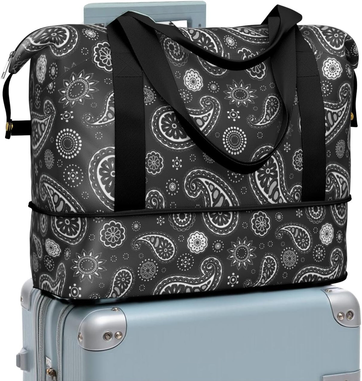 Expandable Travel Duffel Bags for Women Large - Gym Bag Waterproof Floral Weekender Beach Tote Carry on Bag with Luggage Sleeve for Spirit Airlines Personal Item Bag Overnight Mom Hospital Duffels